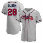 Atlanta Braves #28 Matt Olson Gray MWATKINS Flex Base Stitched Jersey