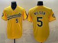 Oakland Athletics #5 Jacob Wilson 2026 Yellow MWATKINS Alternate Sacramento Celebrating 125 Years Vapor Limited Stitched Jersey