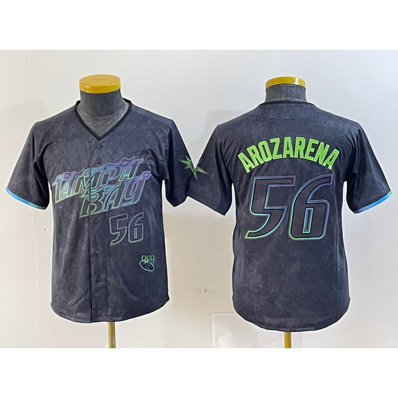 Tampa Bay Rays #56 Randy Arozarena Number Charcoal MWATKINS 2024 City Connect Limited Stitched Jersey 2