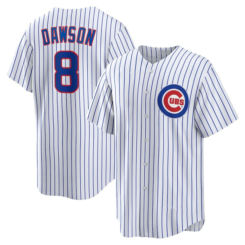Chicago Cubs #8 Andre Dawson White MWATKINS Home Retired Player Replica Jersey