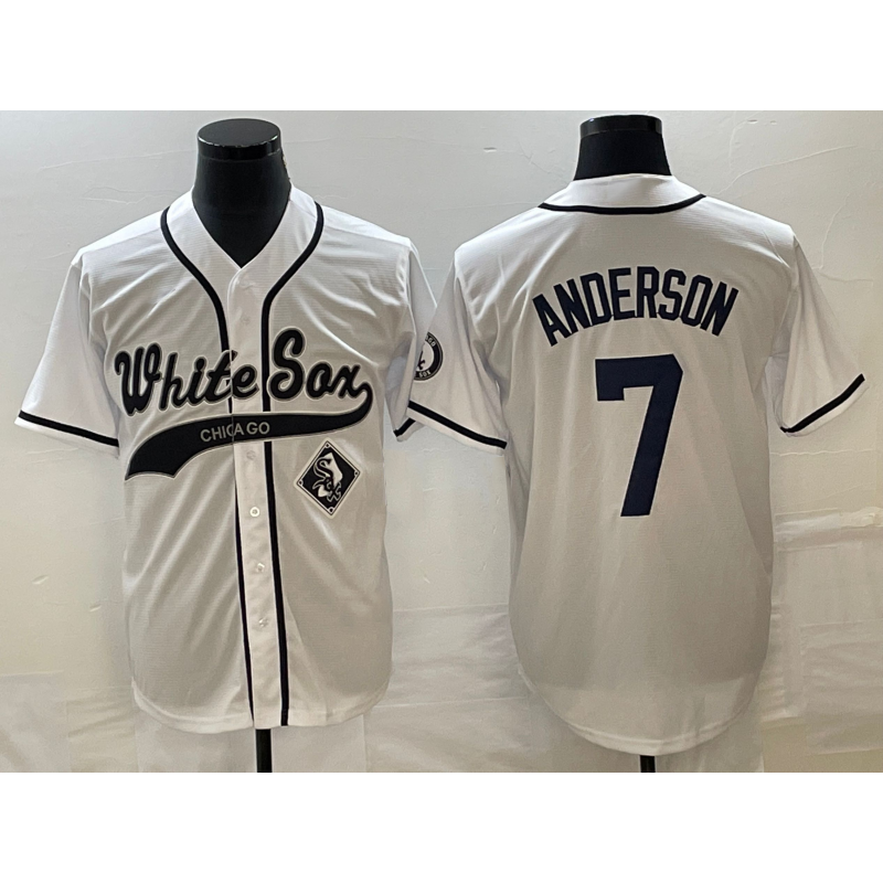 Chicago White Sox #7 Tim Anderson White MWATKINS Cool Base Stitched Jersey 2