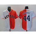 Houston Astros #44 Yordan Alvarez White Orange MWATKINS Split Stitched Jersey