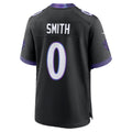 B.Ravens #0 Roquan Smith Black MWATKINS Alternate Game Jersey