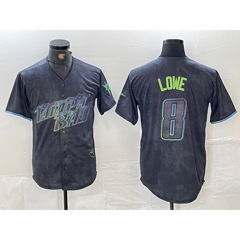 Tampa Bay Rays #8 Brandon Lowe Charcoal MWATKINS 2024 City Connect Limited Cool Base Jersey