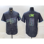 Tampa Bay Rays #8 Brandon Lowe Charcoal MWATKINS 2024 City Connect Limited Cool Base Jersey