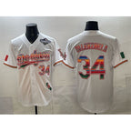 Los Angeles Dodgers #34 Fernando Valenzuela White MWATKINS Mexico California Patch 2025 World Series Patch Stitched Jersey