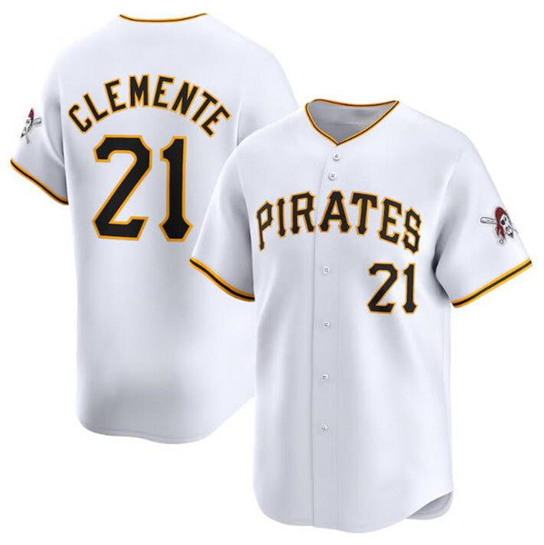 Pittsburgh Pirates #21 Roberto Clemente White MWATKINS Home Limited Stitched Jersey