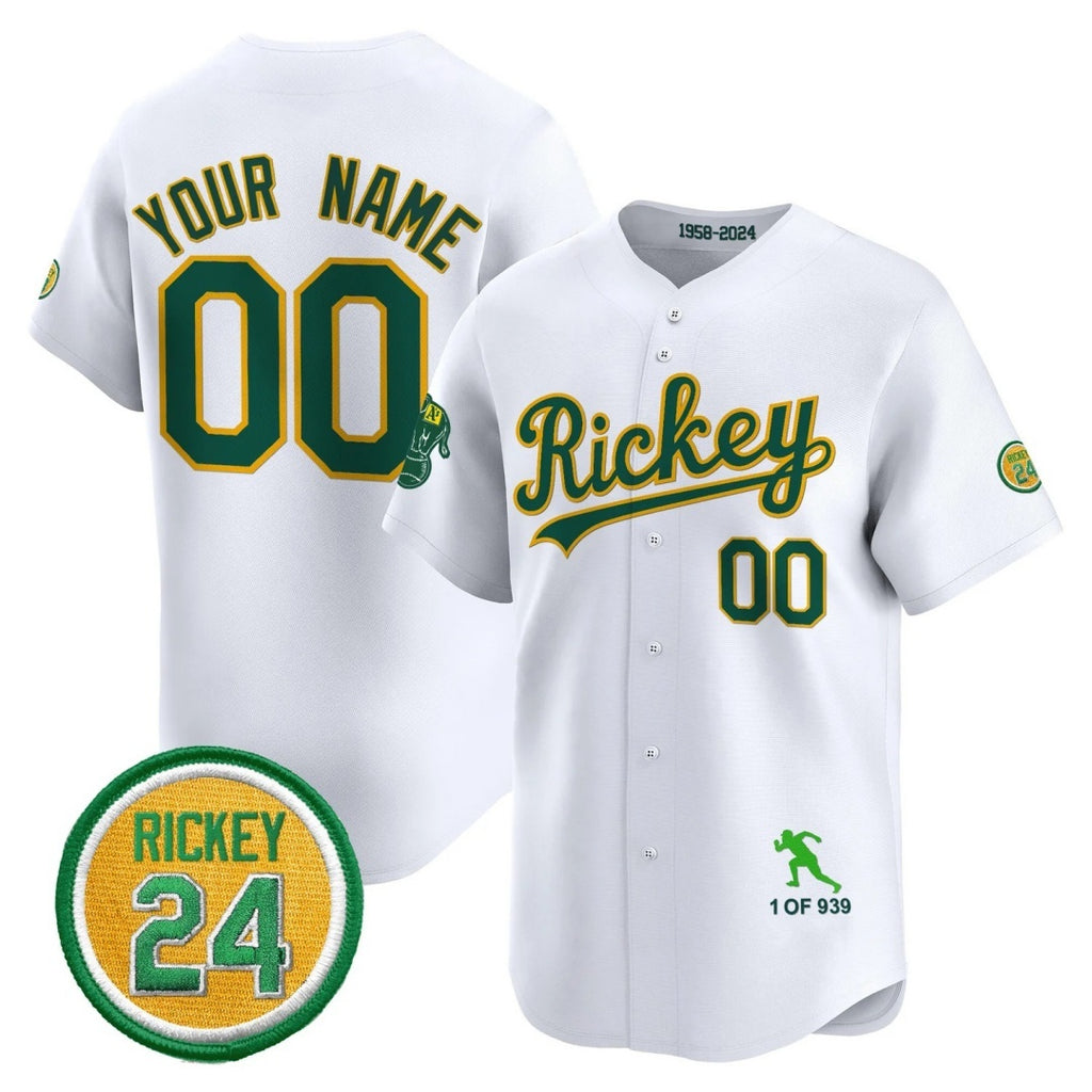 Custom Oakland Athletics White MWATKINS Rickey Tribute style Vapor Premier Limited Jersey - All Stitched