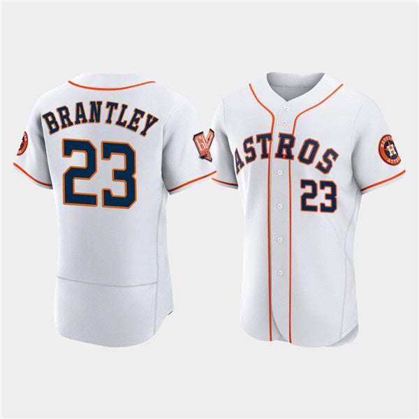 Houston Astros #23 Michael Brantley White MWATKINS 60th Anniversary Flex Base Stitched Jersey