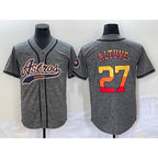Houston Astros #27 Jose Altuve Grey MWATKINS Gridiron Cool Base Stitched Jersey