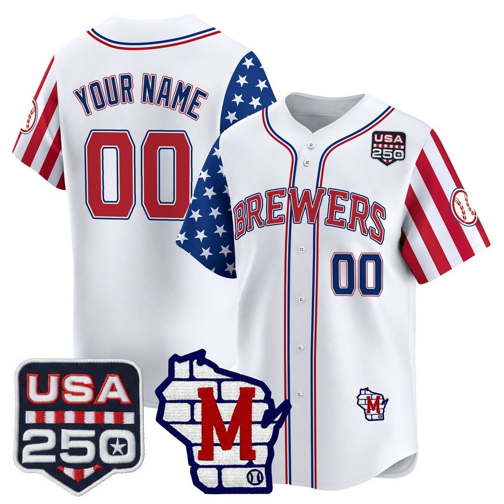 Custom Milwaukee Brewers America 250 Edition Vapor Premier Limited White MWATKINS Stitched Jerseys