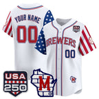 Custom Milwaukee Brewers America 250 Edition Vapor Premier Limited White MWATKINS Stitched Jerseys