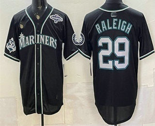Seattle Mariners #29 Cal Raleigh 50th Black MWATKINS Out Style Vapor Premier Limited Jersey