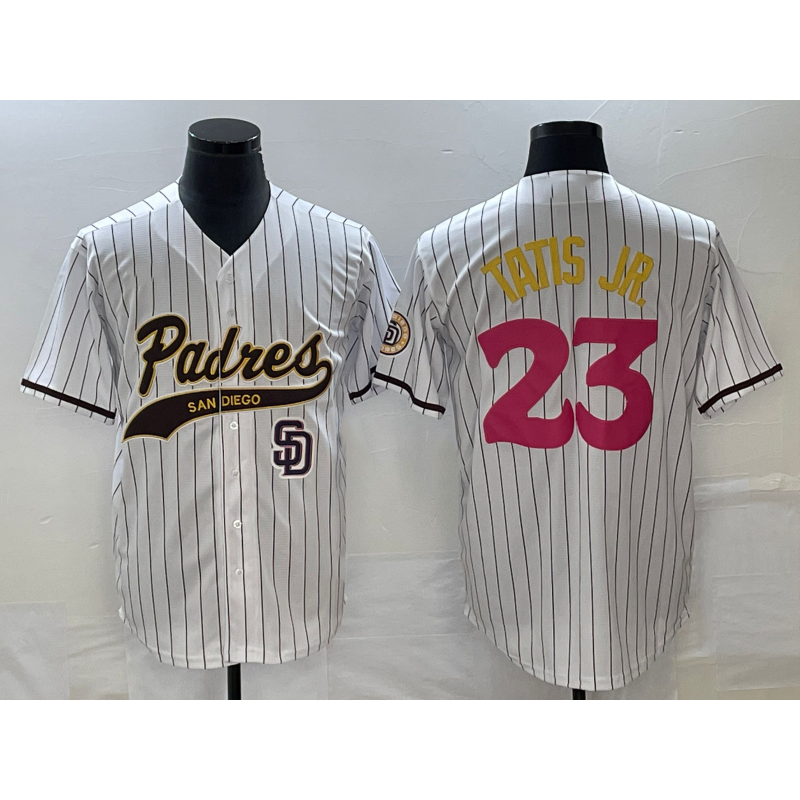 San Diego Padres #23 Fernando Tatis Jr White MWATKINS NEW 2023 City Connect Cool Base Stitched Jersey