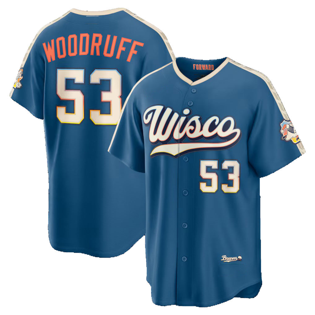 Milwaukee Brewers #53 Brandon Woodruff Mineral Blue MWATKINS 2026 City Connect Stadium Jersey