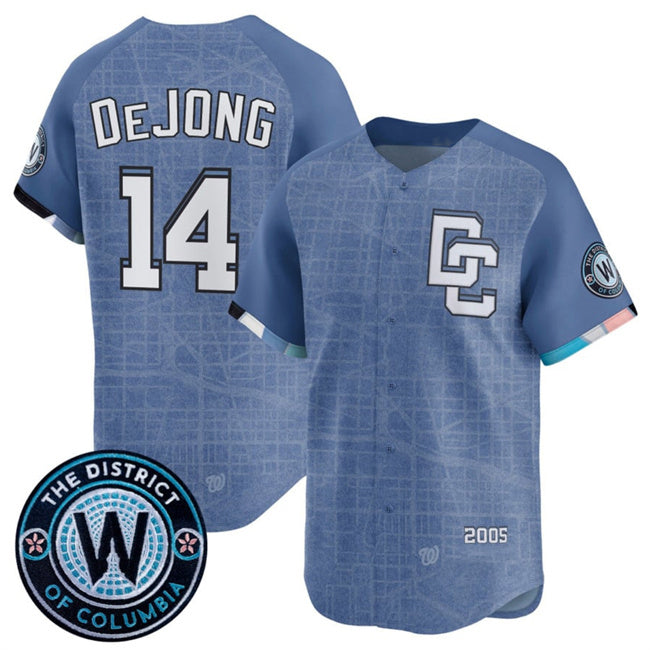 Washington Nationals #14 Paul DeJong Blue MWATKINS 2025 City Connect Limited Stitched Jersey