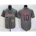 Houston Astros #10 Yuli Gurriel Number Grey MWATKINS Gridiron Cool Base Stitched Jersey