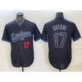Los Angeles Dodgers #17 Shohei Ohtani Number Lights Out Black MWATKINS Fashion Stitched Cool Base Jersey