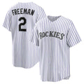 Colorado Rockies #2 Tyler Freeman White MWATKINS Home Replica Jersey