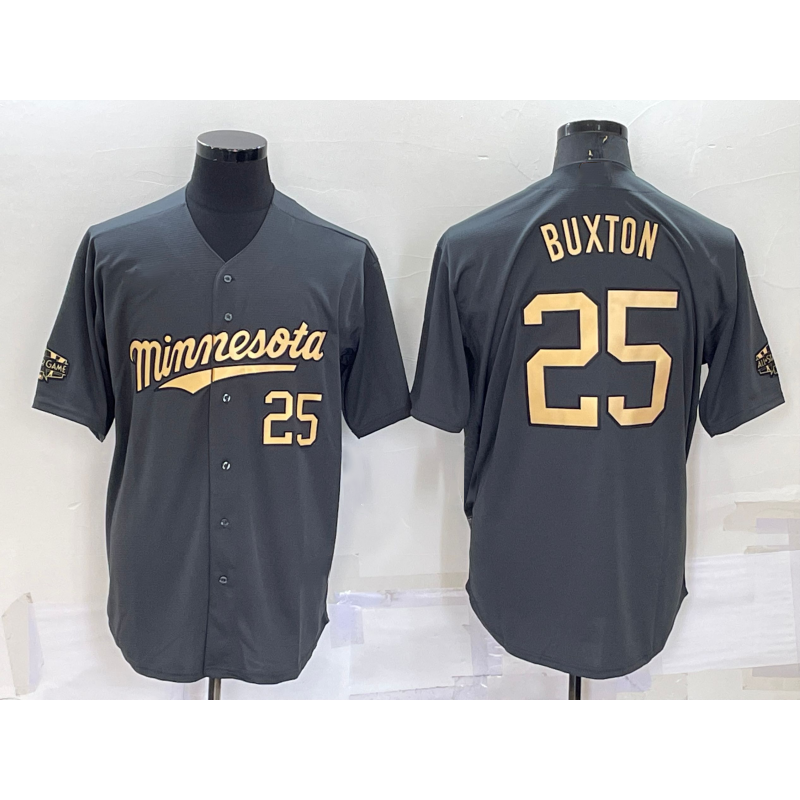 Minnesota Twins #25 Byron Buxton Number Grey MWATKINS 2022 All Star Stitched Cool Base Jersey