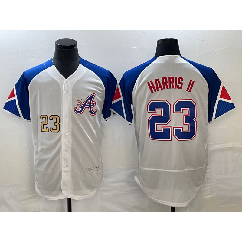 Atlanta Braves #23 Michael Harris II Number White MWATKINS 2023 City Connect Flex Base Stitched Jersey