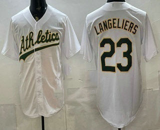 Oakland Athletics #23 Shea Langeliers White MWATKINS Stitched Jersey