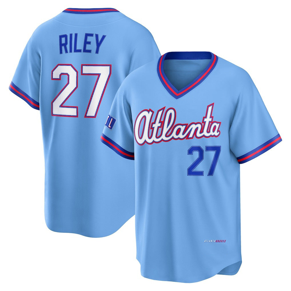 Atlanta Braves #27 Austin Riley Powder Blue MWATKINS 2026 City Connect Stadium Jersey
