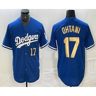 Los Angeles Dodgers #17 Shohei Ohtani Number Blue Gold MWATKINS Stitched Cool Base Jersey 2
