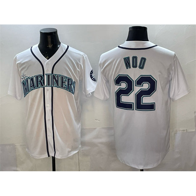 Seattle Mariners #22 Bryan Woo White MWATKINS Cool Base Stitched Jersey