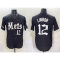 New York Mets #12 Francisco Lindor Black MWATKINS 'Gotham Gothic Edition' Vapor Premier Limited Stitched Jersey