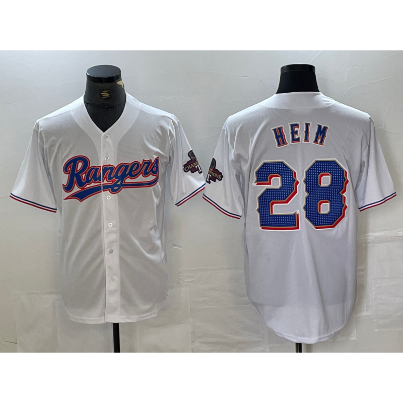 Texas Rangers #28 Jonah Heim White MWATKINS 2023 World Series Champions Cool Base Jersey