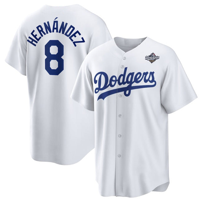Los Angeles Dodgers #8 Enrique Hernandez White MWATKINS 2025 World Series Home Cool Base Stitched Jersey