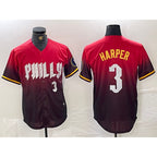 Philadelphia Phillies #3 Bryce Harper Red MWATKINS 2024 City Player Number Cool Base Jersey 2
