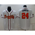 Atlanta Braves #24 Deion Sanders 2022 White Gold MWATKINS World Series Champions Program Cool Base Stitched Jersey