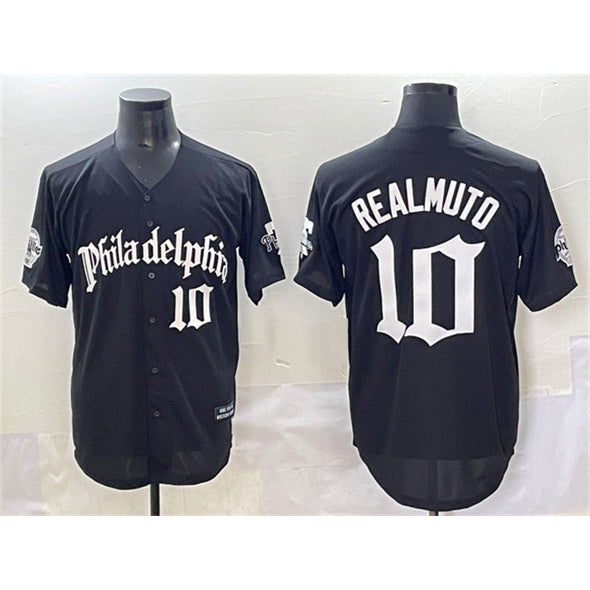 Philadelphia Phillies #10 J.T. Realmuto Black MWATKINS Gothic Vapor Limited Stitched Jersey