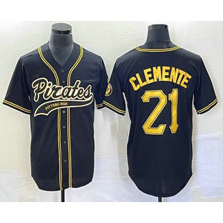 Pittsburgh Pirates #21 Roberto Clemente Black MWATKINS Cool Base Stitched Jersey