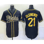 Pittsburgh Pirates #21 Roberto Clemente Black MWATKINS Cool Base Stitched Jersey