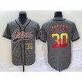 Houston Astros #30 Kyle Tucker Number Grey MWATKINS Gridiron Cool Base Stitched Jersey