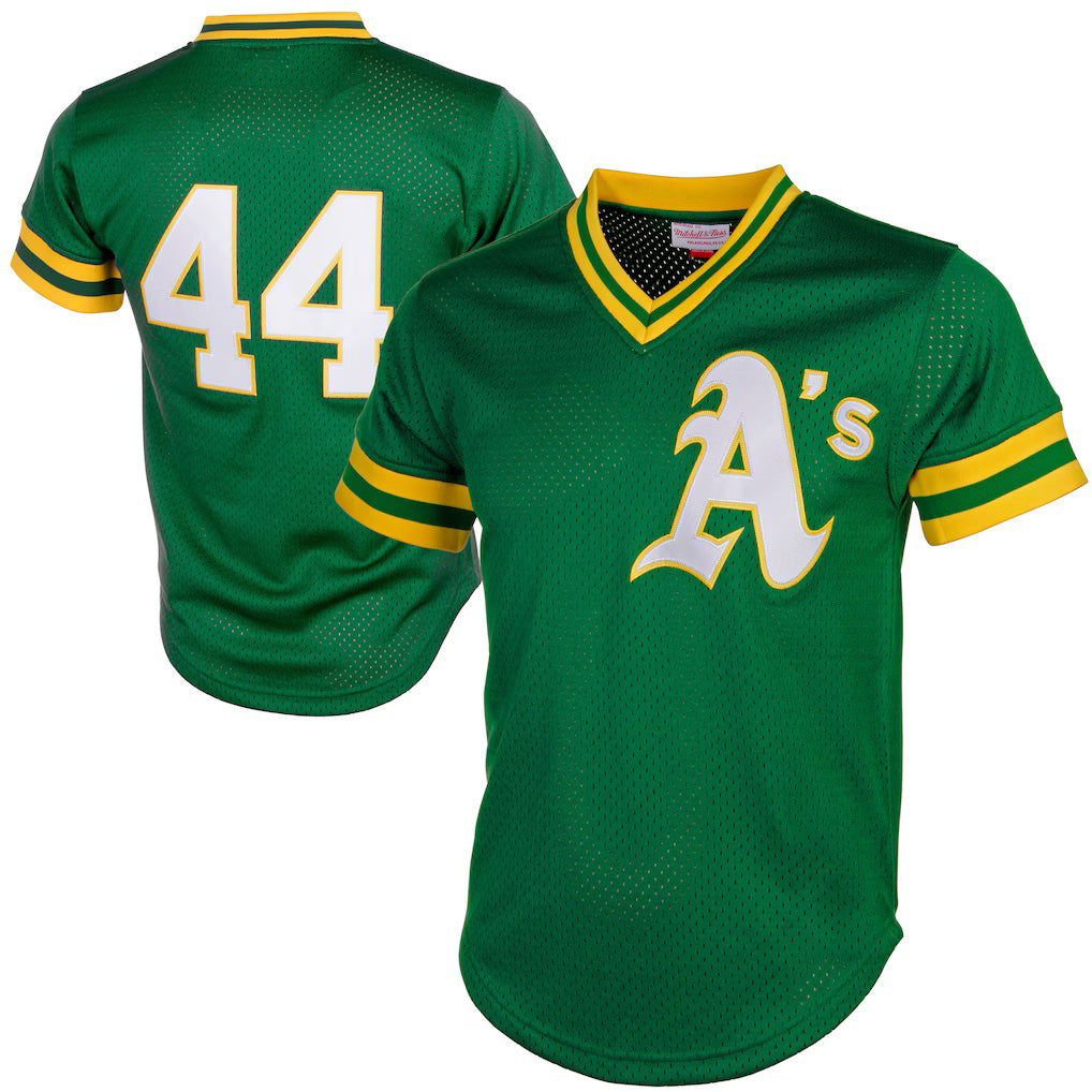 Oakland Athletics #44 Reggie Jackson Mitchell & Ness Green MWATKINS Authentic Batting Practice Jersey