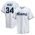 Miami Marlins #34 Liam Hicks White MWATKINS Home Replica Jersey