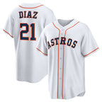 Houston Astros #21 Yainer Diaz White MWATKINS Home Replica Jersey