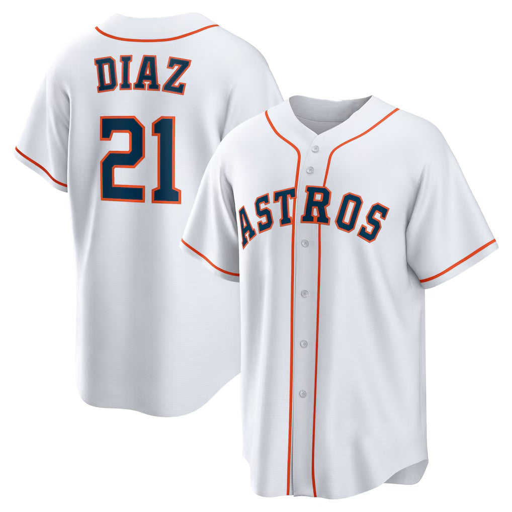 Houston Astros #21 Yainer Diaz White MWATKINS Home Replica Jersey