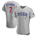 Chicago Cubs #7 Dansby Swanson Gray MWATKINS Flex Base Stitched Jersey