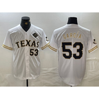 Texas Rangers #53 Adolis Garcia Number White MWATKINS Gold Cool Base Stitched Jersey