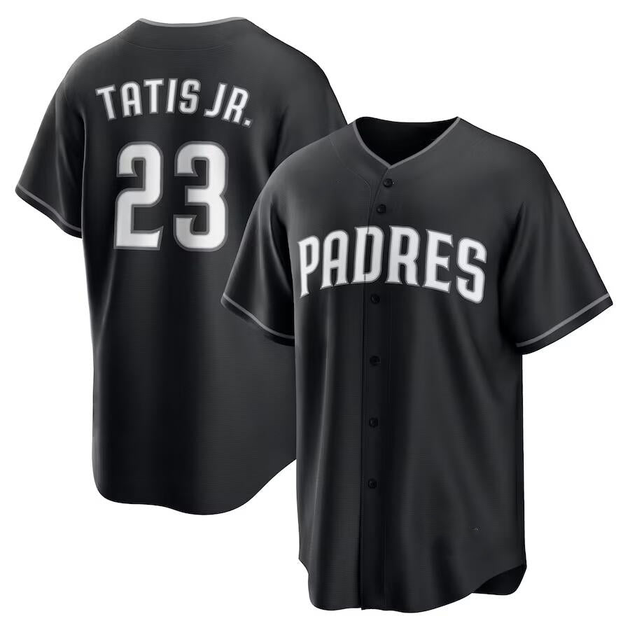 San Diego Padres #23 Fernando Tatis Jr. Black MWATKINS Limited Stitched Jersey