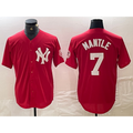 New York Yankees #7 Mickey Mantle Red MWATKINS Fashion Cool Base Jersey