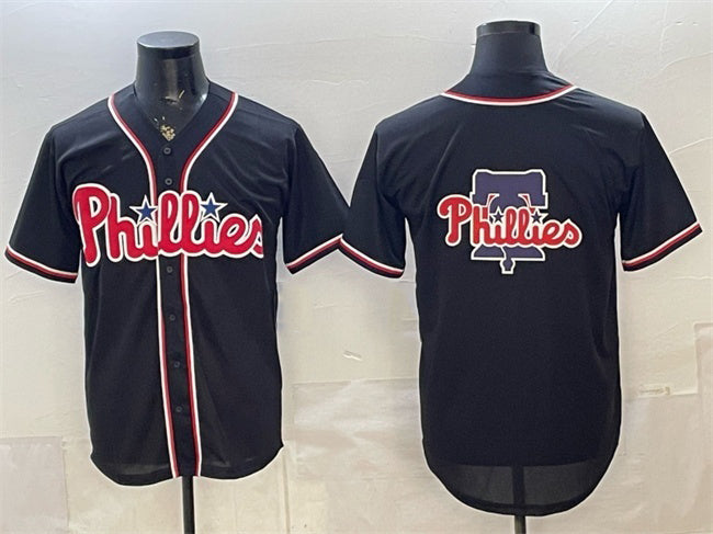 Philadelphia Phillies Team Big Logo 2026 Fashion Replica Black MWATKINS Out Stitched Jersey