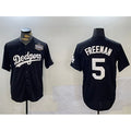 Los Angeles Dodgers #5 Freddie Freeman Black MWATKINS 2024 World Series Cool Base Stitched Jersey 2