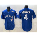 Toronto Blue Jays #4 George Springer Navy MWATKINS 2025 World Series Home Cool Base Stitched Jersey