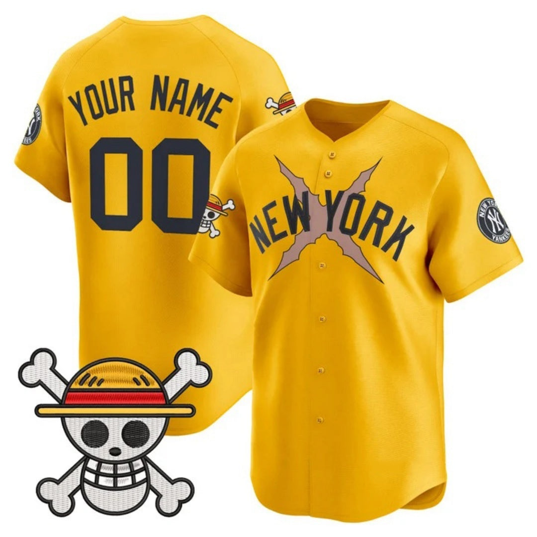 Custom New York Yankees x One Piece Gold MWATKINS Vapor Premier Limited Jersey - Stitched